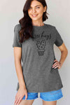 Simply Love Full Size Round Neck Graphic T-Shirt Charcoal Women's T-Shirts - Tophatter Daily Deals