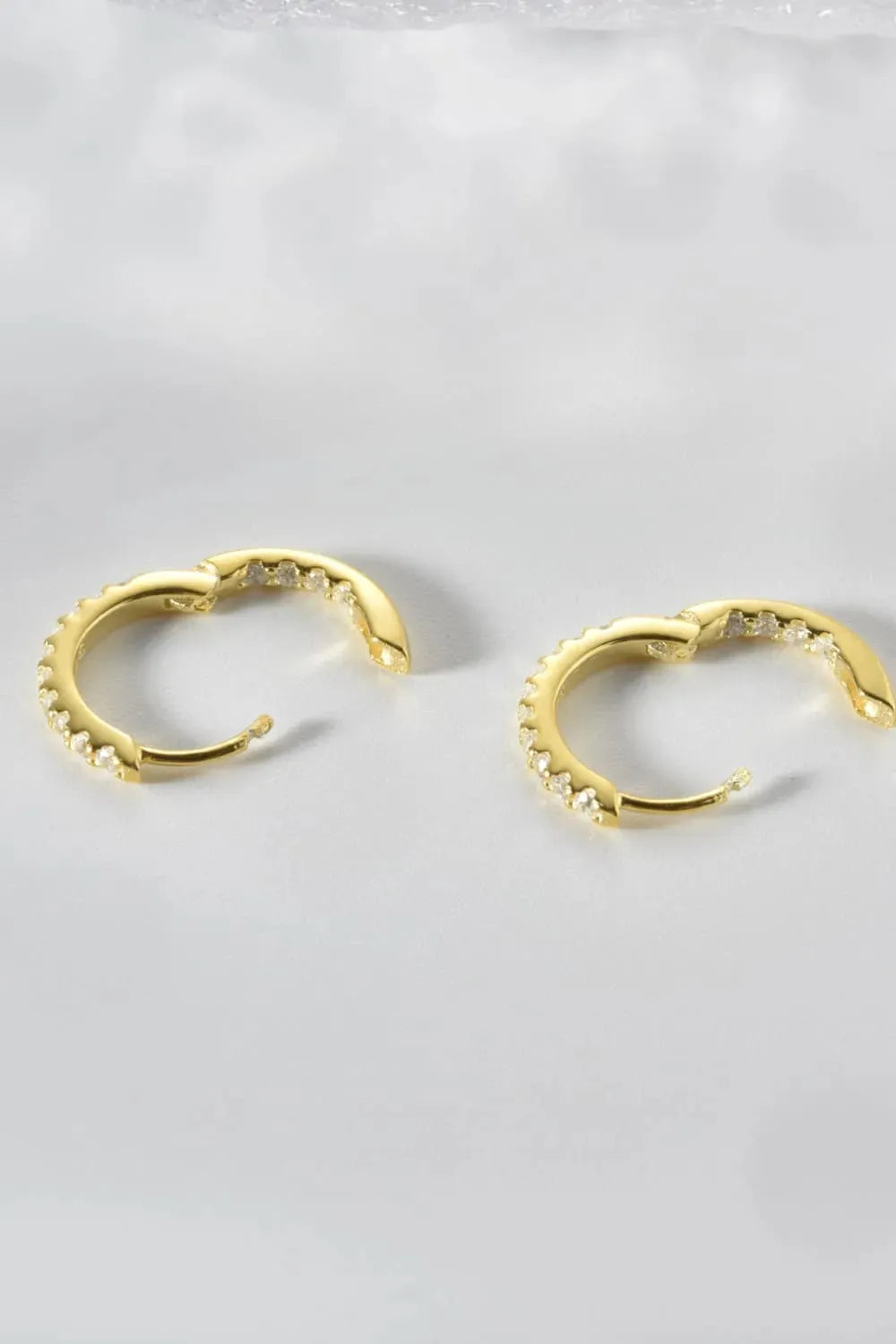Inlaid Zircon 925 Sterling Silver Huggie Earrings Earrings - Tophatter Daily Deals