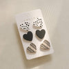 3 Piece Acrylic Heart Stud Earrings Black One Size Earrings - Tophatter Daily Deals