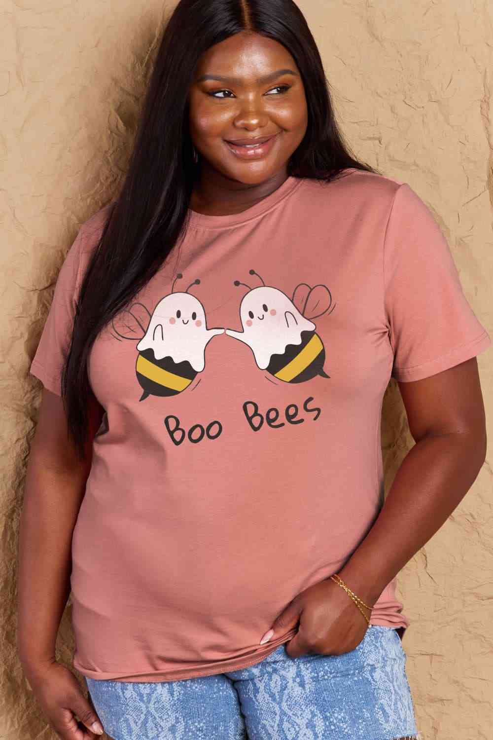 Simply Love Full Size BOO BEES Graphic Cotton T-Shirt Women's T-Shirts - Tophatter Daily Deals