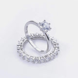 2 Piece Zircon 925 Sterling Silver Ring Rings - Tophatter Daily Deals