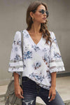 Printed Flare Sleeve Top Blouses - Tophatter Daily Deals