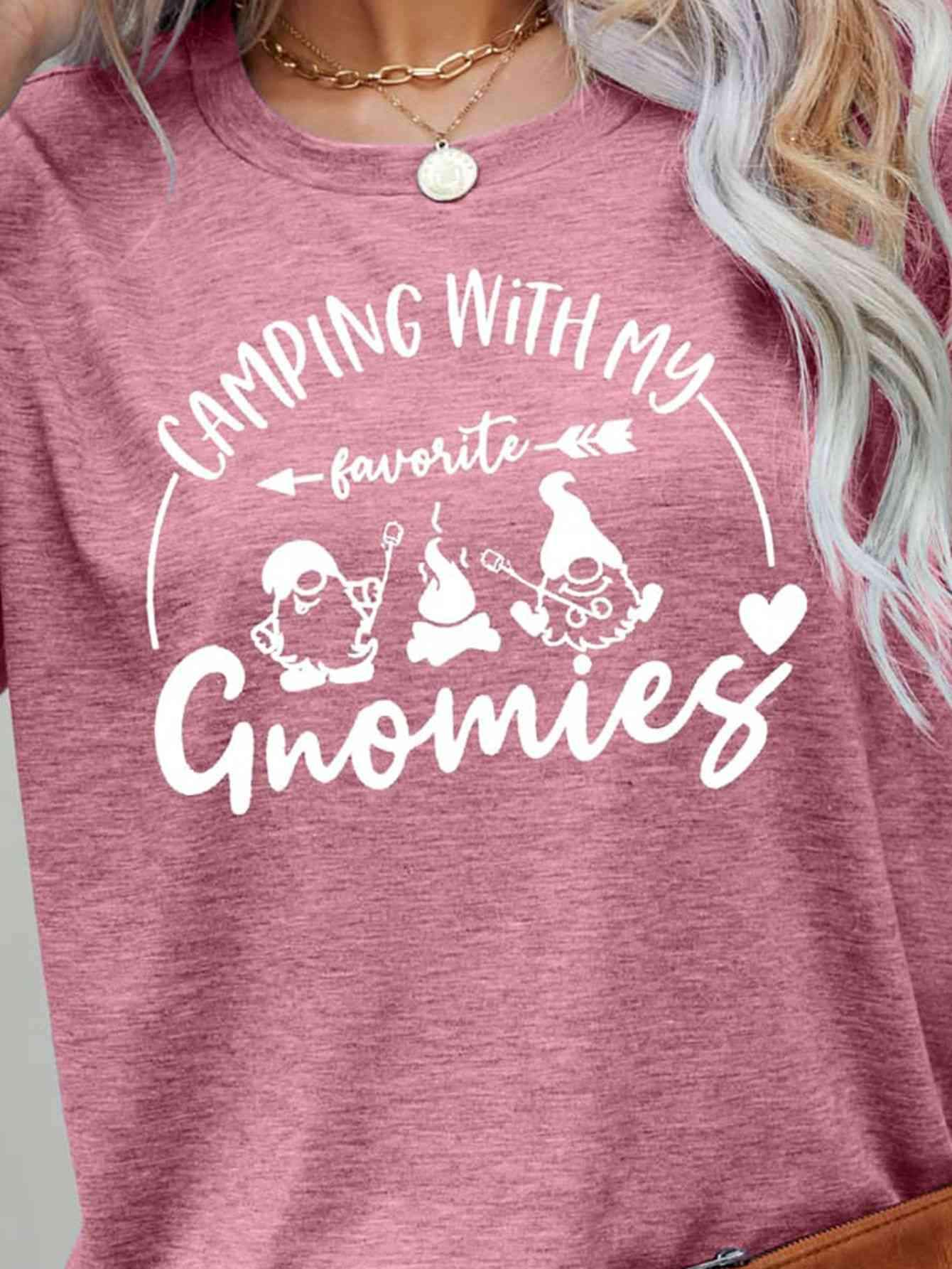 CAMPING WITH MY FAVORITE GNOMIES Graphic Tee Women's T-Shirts - Tophatter Daily Deals