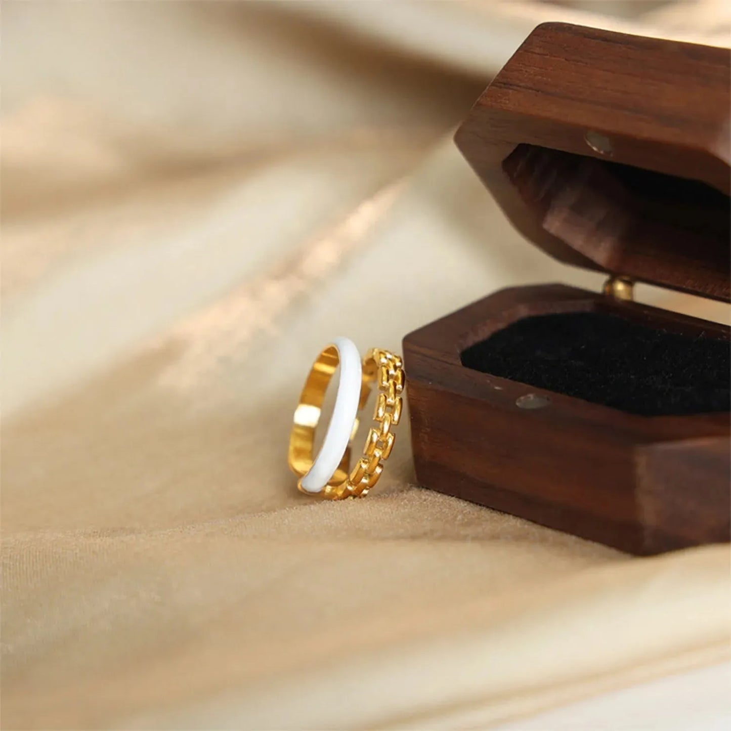 Enamel 18K Gold-Plated Open Ring Rings - Tophatter Daily Deals