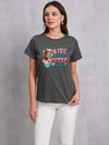 LIFE HAPPENS COFFEE HELPS Round Neck T-Shirt Charcoal Women's T-Shirts - Tophatter Daily Deals