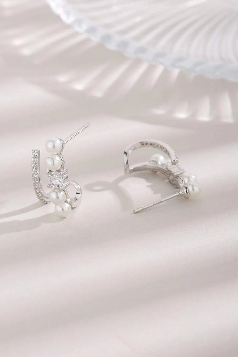 Synthetic Pearl 925 Sterling Silver Earrings Earrings - Tophatter Daily Deals