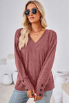 V-Neck Dropped Shoulder T-Shirt Brick Red Women's T-Shirts - Tophatter Daily Deals