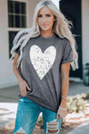 Heart Graphic Cuffed Short Sleeve Tee Women's T-Shirts - Tophatter Daily Deals