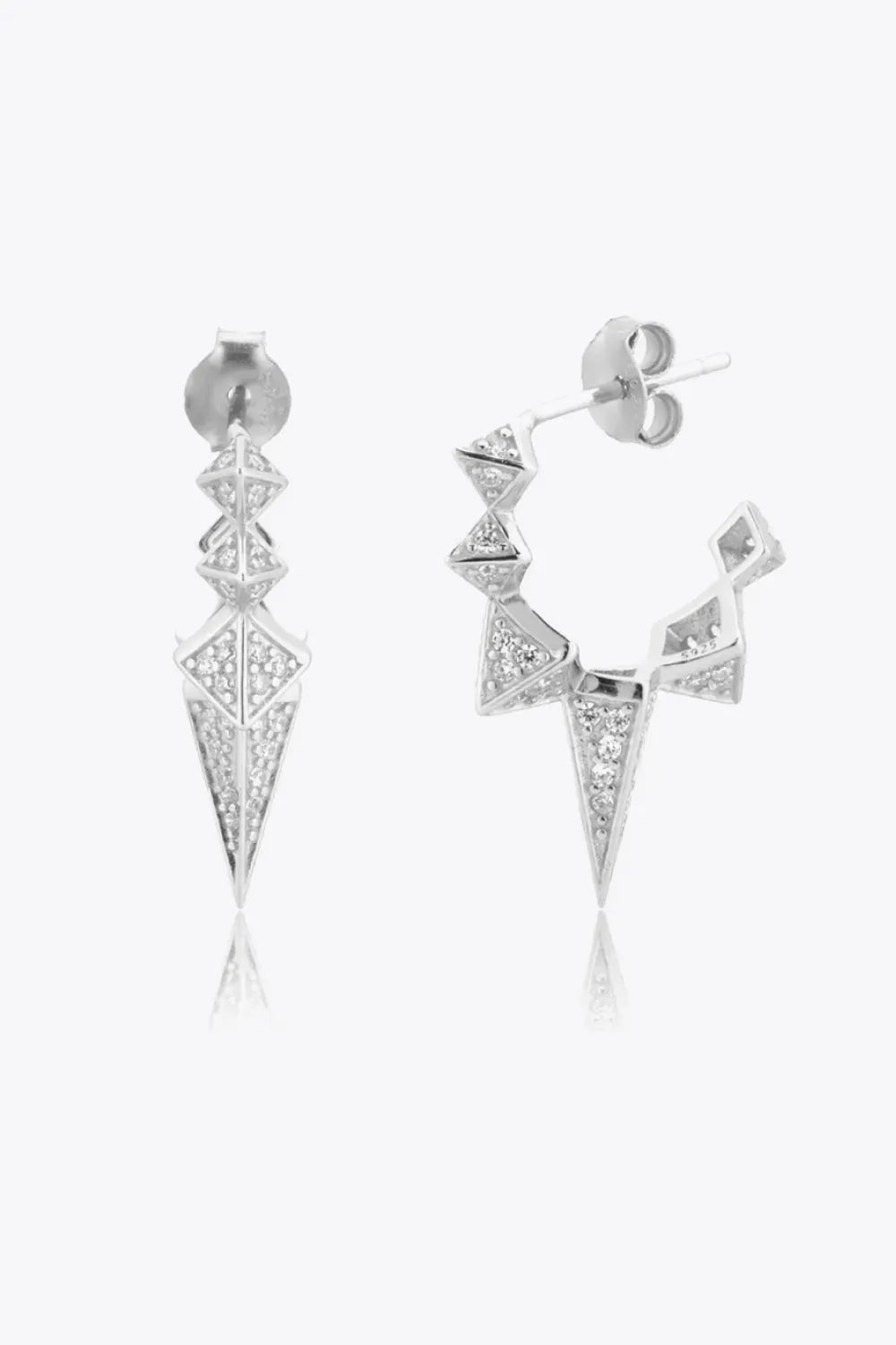 Geometric Zircon Decor 925 Sterling Silver Earrings Silver One Size Earrings - Tophatter Daily Deals