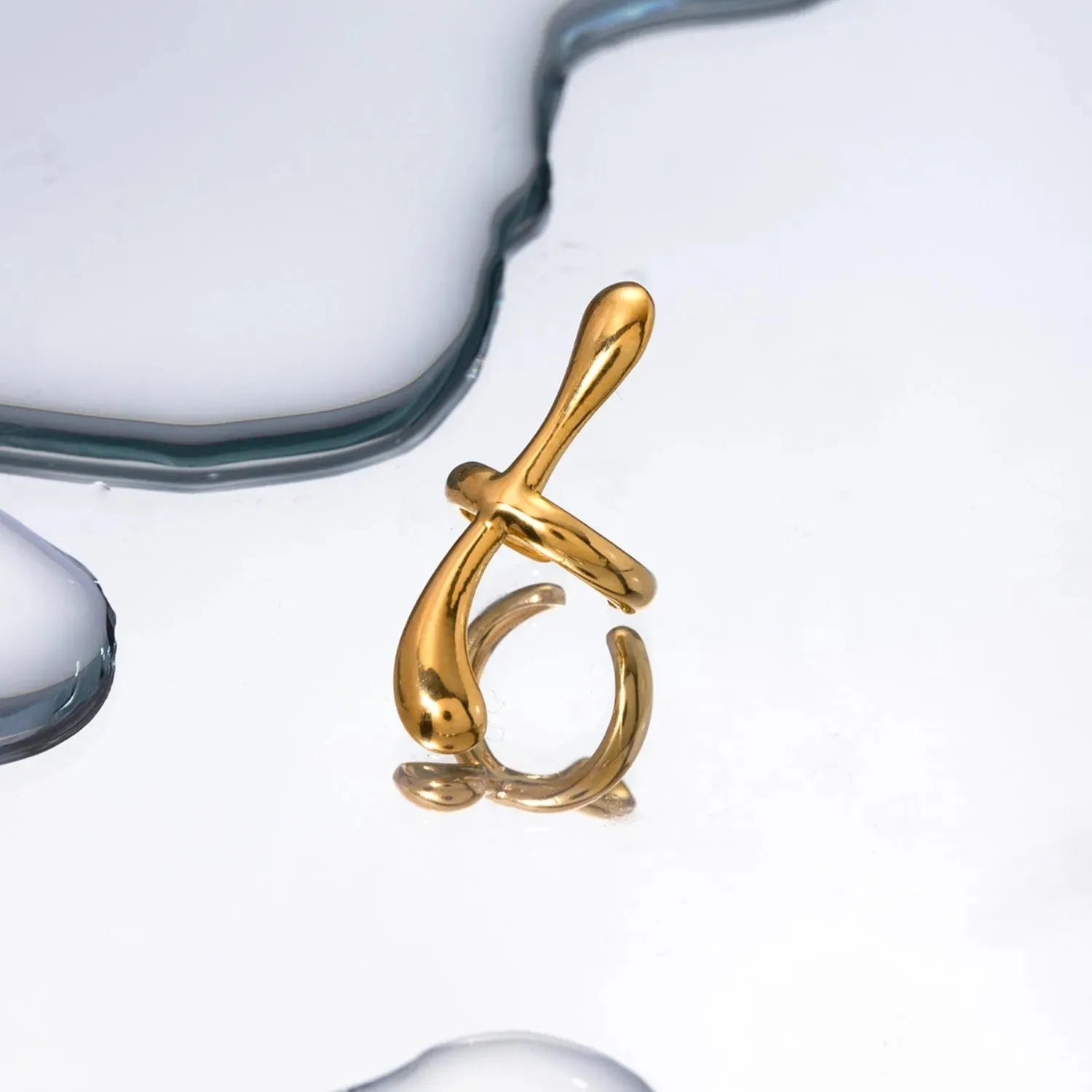 18K Gold-Plated Stainless Steel Cuff Earrings Earrings - Tophatter Daily Deals