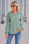 Lace Trim V-Neck Flounce Sleeve Top Blouses - Tophatter Daily Deals