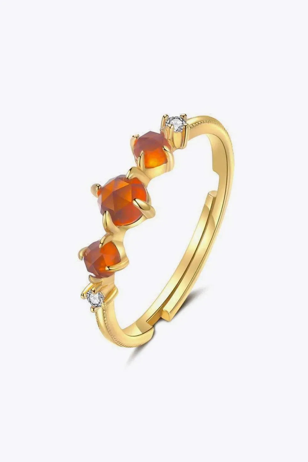 Zircon 925 Sterling Silver Adjustable Ring Gold One Size Rings - Tophatter Daily Deals