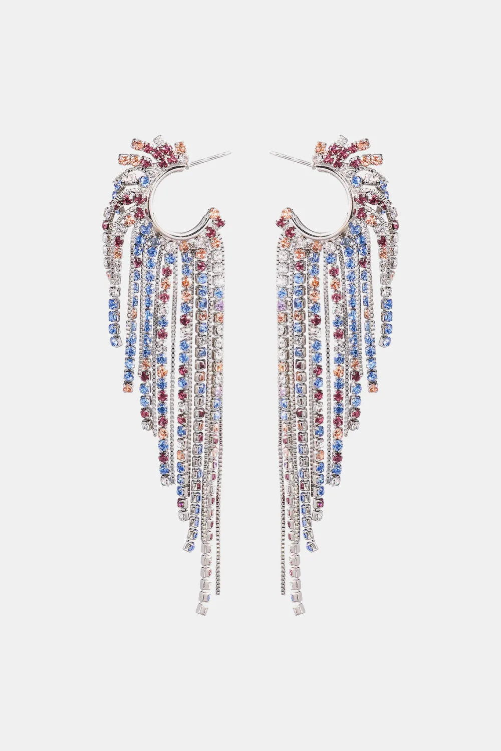 Fringed Rhinestone Zinc Alloy Dangle Earrings Multicolor One Size Earrings - Tophatter Daily Deals