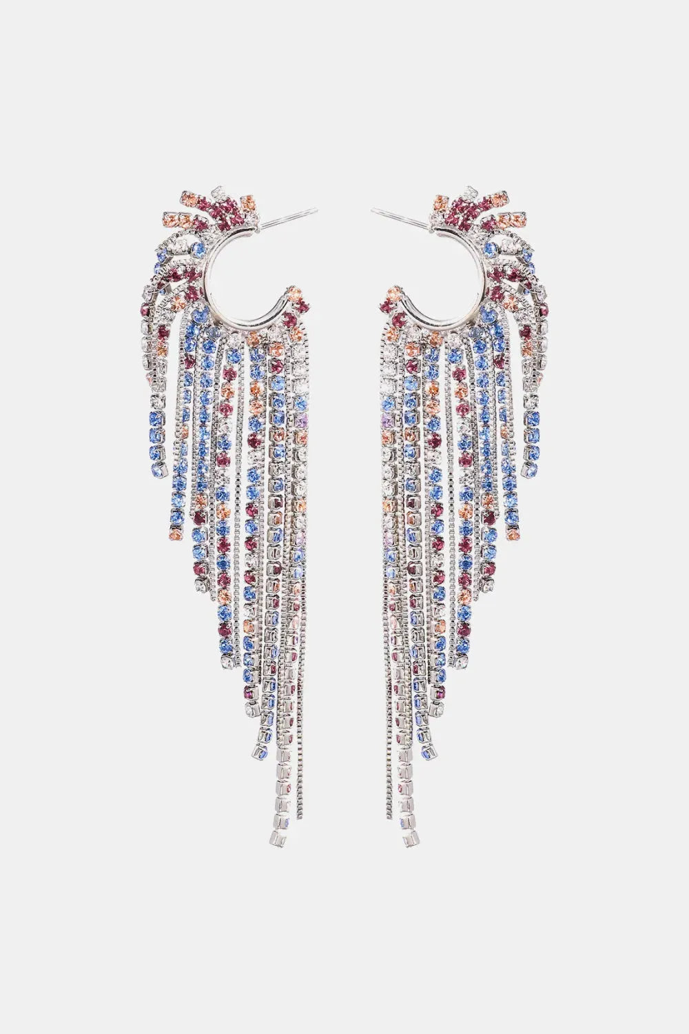 Fringed Rhinestone Zinc Alloy Dangle Earrings Multicolor One Size Earrings - Tophatter Daily Deals