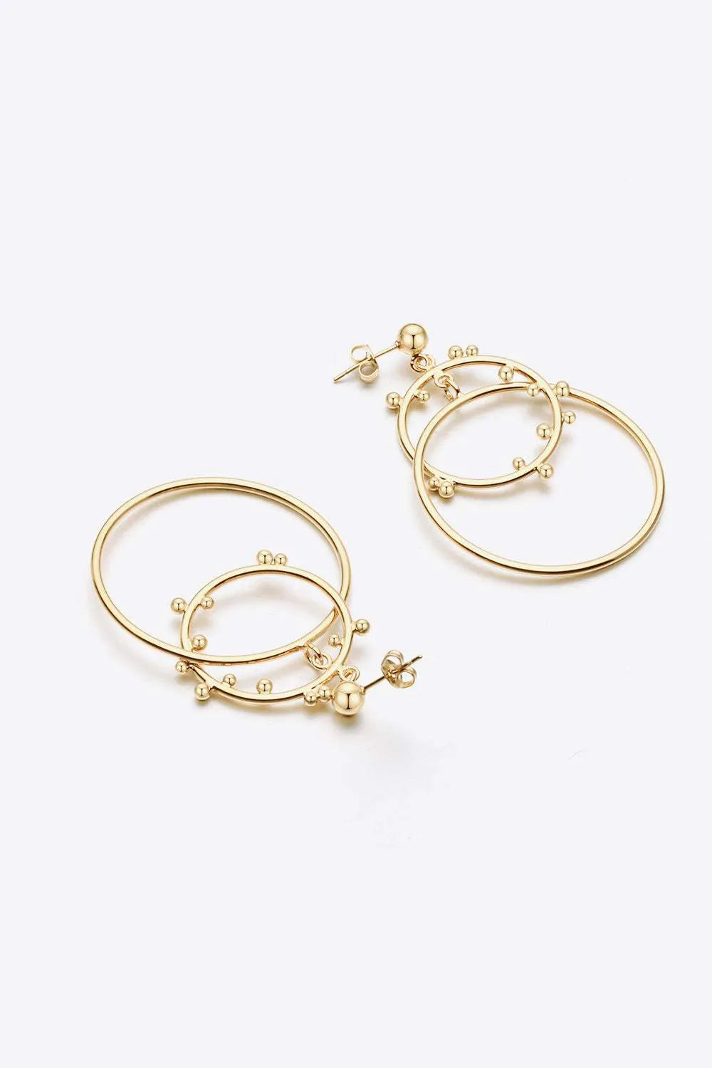 18K Gold-Plated Double Hoop Drop Earrings Earrings - Tophatter Daily Deals
