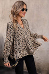 Notched Lantern Sleeve Tiered Top Blouses - Tophatter Daily Deals