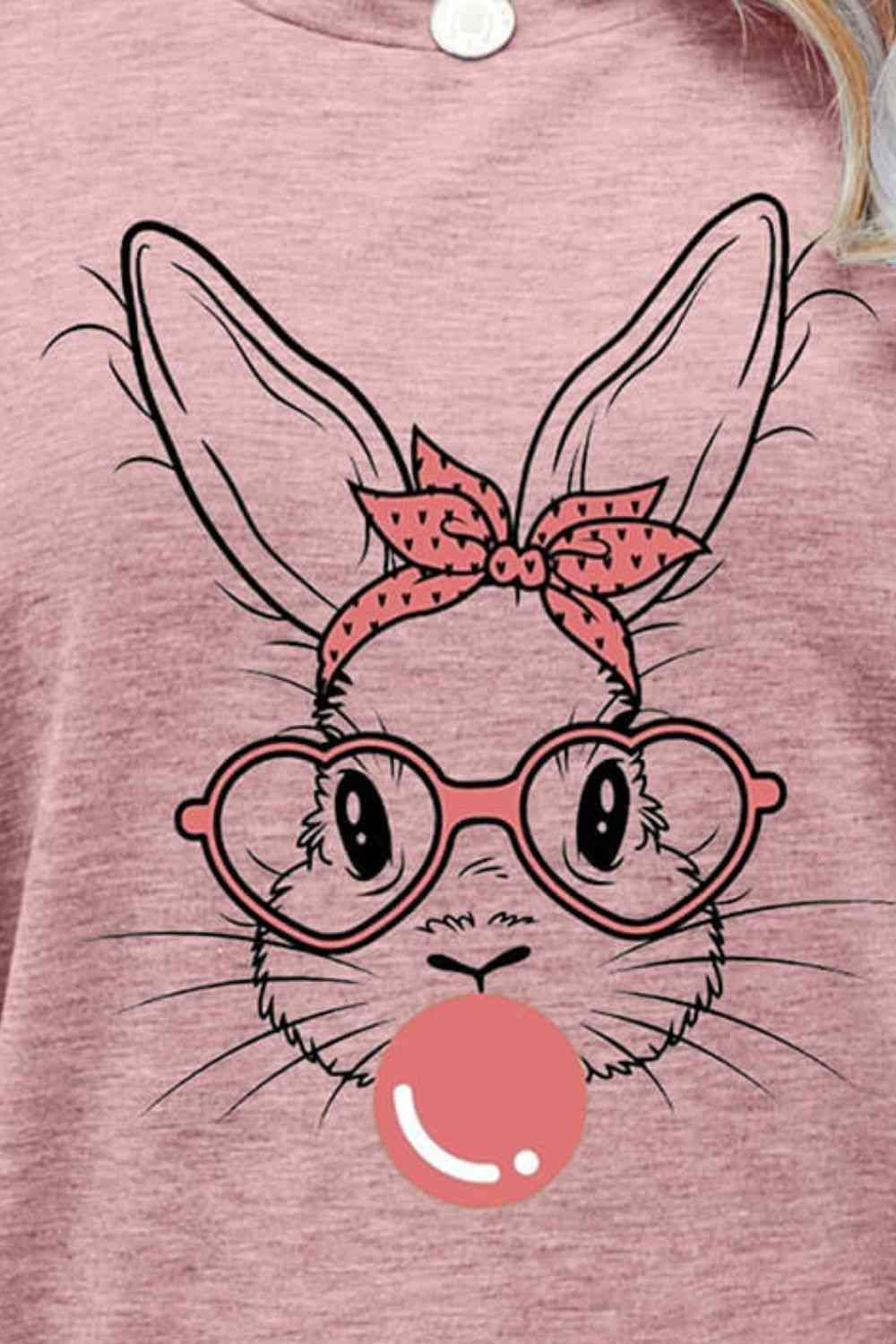 Easter Bunny Graphic Round Neck T-Shirt Women's T-Shirts - Tophatter Daily Deals