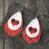 Heart Sequin Leather Teardrop Earrings Earrings - Tophatter Daily Deals