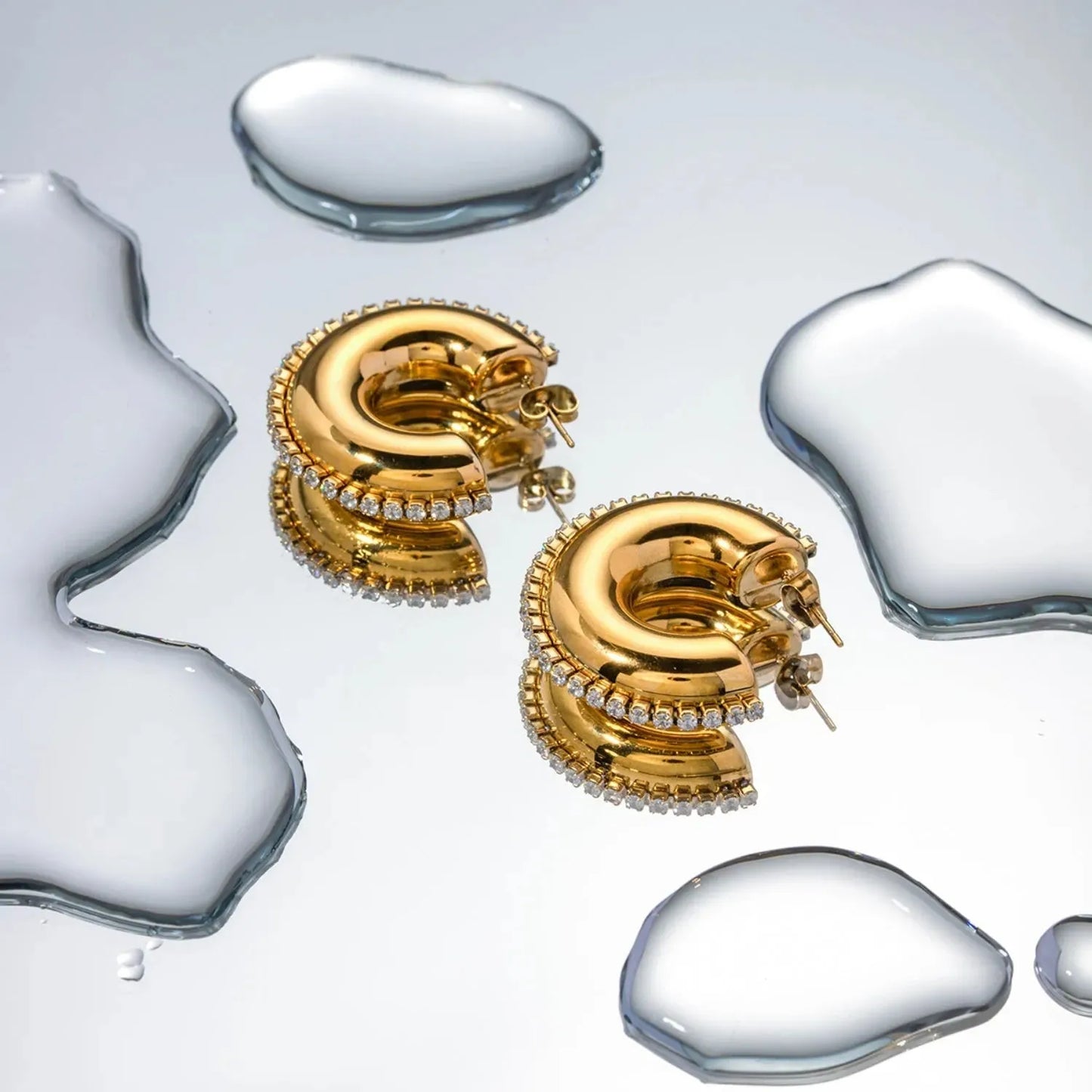 Zircon Stainless Steel C-Hoop Earrings Earrings - Tophatter Daily Deals