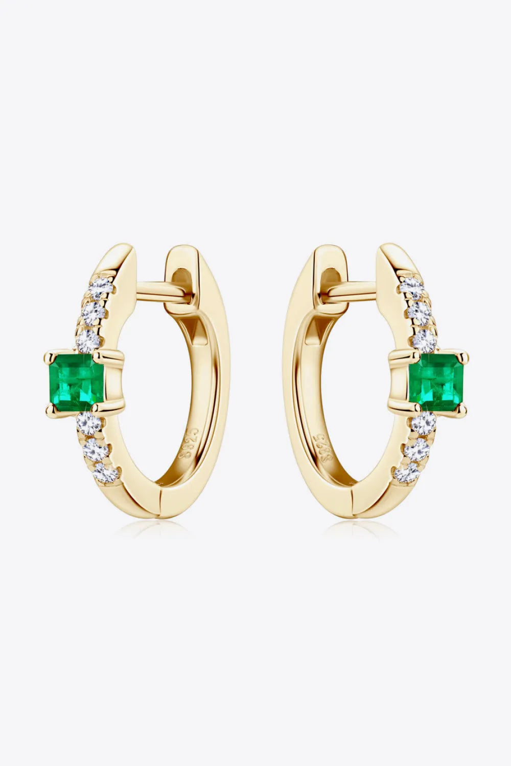 Lab-Grown Emerald Earrings Gold One Size Earrings - Tophatter Daily Deals