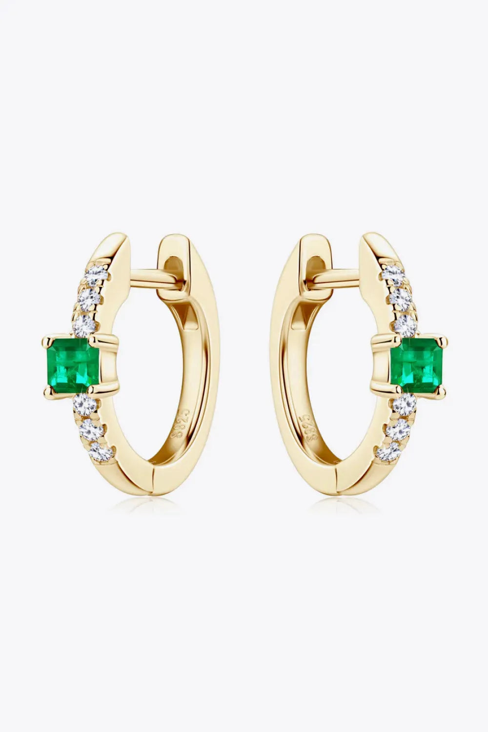 Lab-Grown Emerald Earrings Gold One Size Earrings - Tophatter Daily Deals