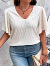 Plus Size V-Neck Puff Sleeve Blouse Blouses - Tophatter Daily Deals