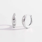 925 Sterling Silver Inlaid Zircon Huggie Earrings Earrings - Tophatter Daily Deals