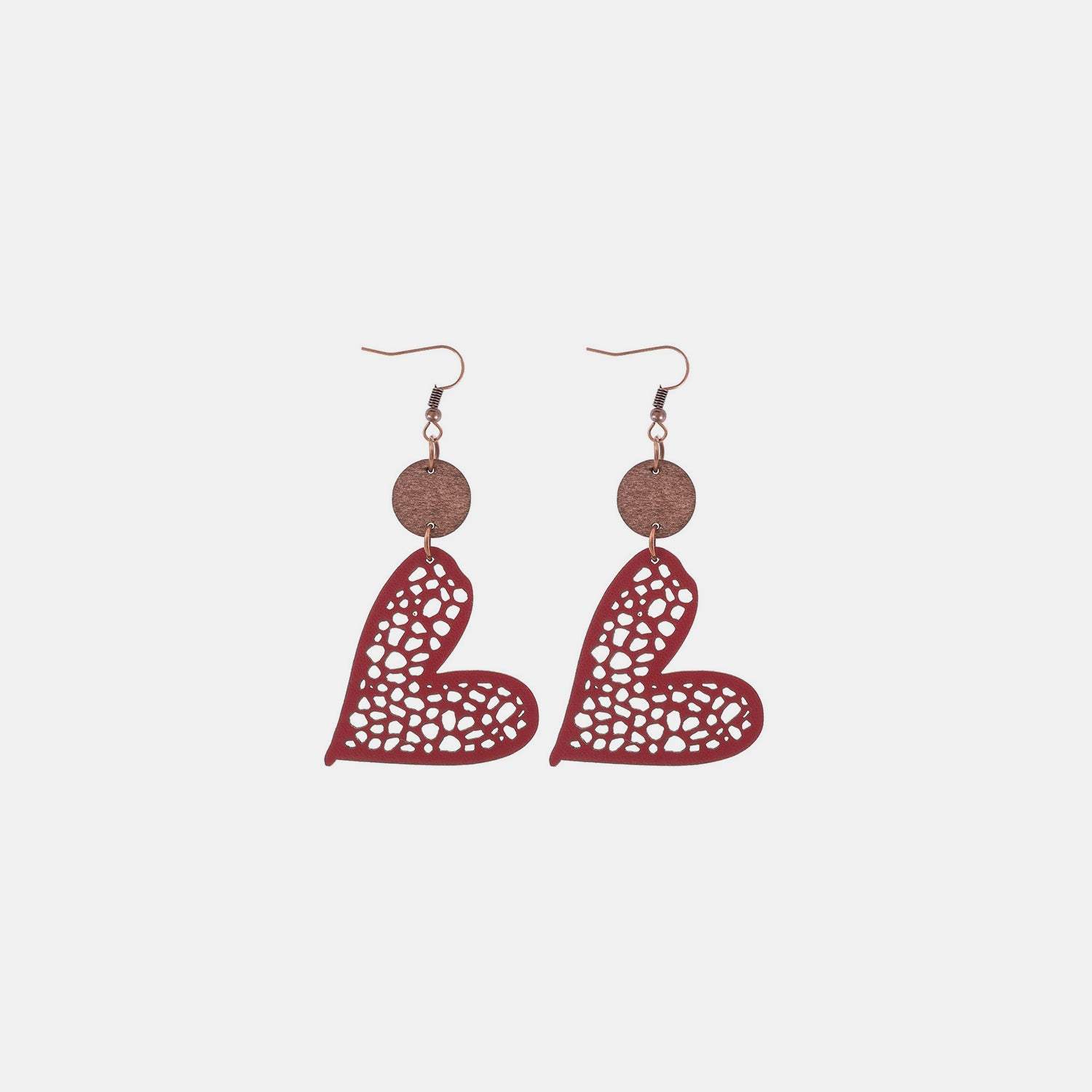 PU Leather Iron Hook Heart Earrings Earrings - Tophatter Daily Deals