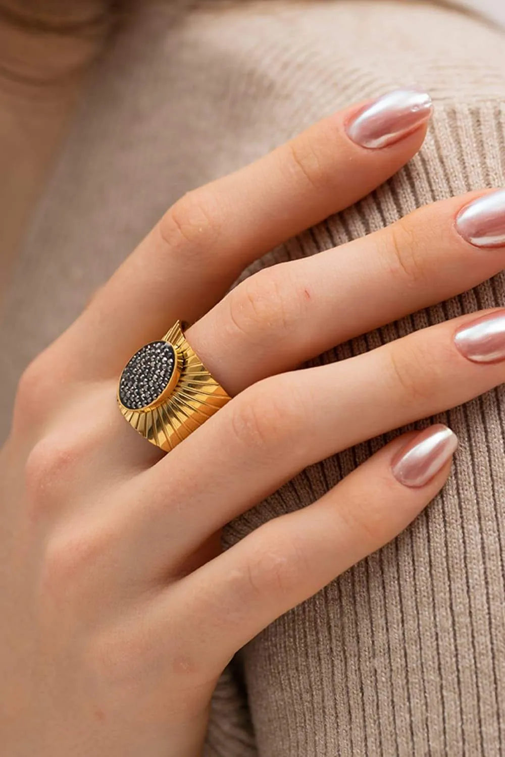Wide Band Stainless Steel Open Ring Rings - Tophatter Daily Deals