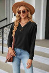 V-Neck Long Sleeve Blouse Black Blouses - Tophatter Daily Deals