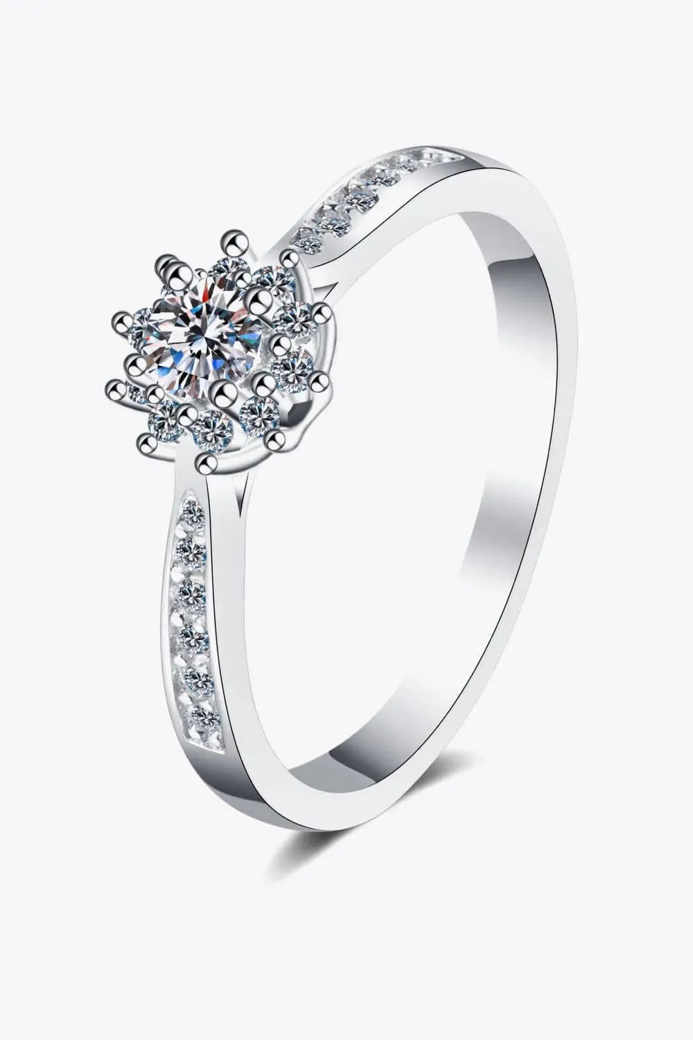 Moissanite Rhodium-Plated Snowflake Ring Moissanite - Tophatter Daily Deals
