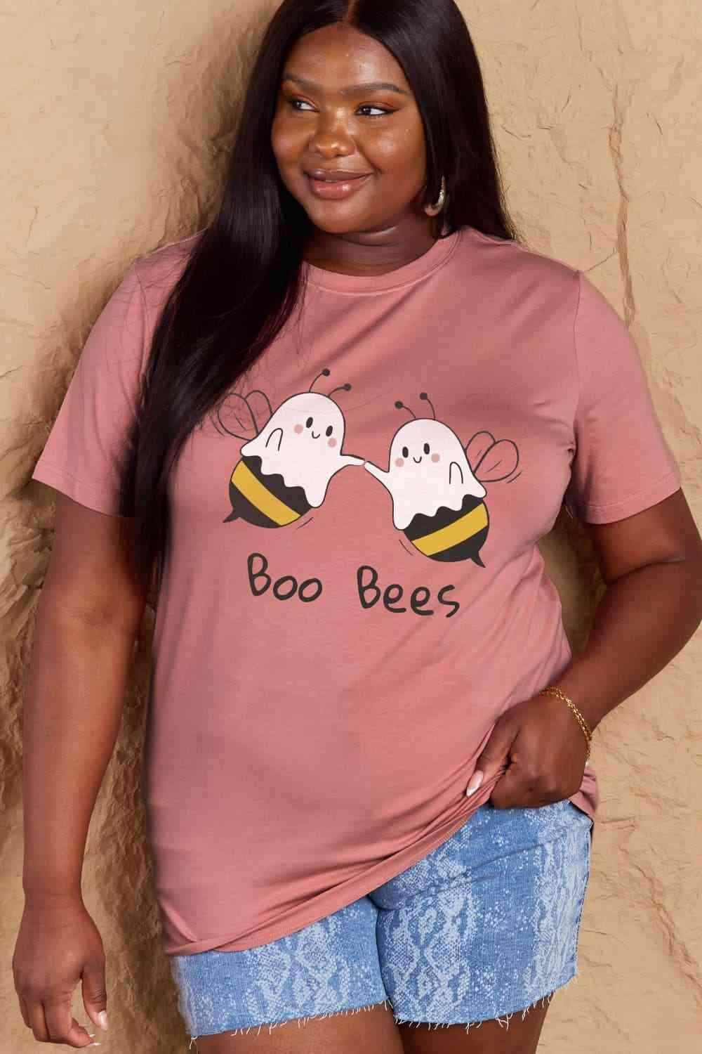 Simply Love Full Size BOO BEES Graphic Cotton T-Shirt Women's T-Shirts - Tophatter Daily Deals