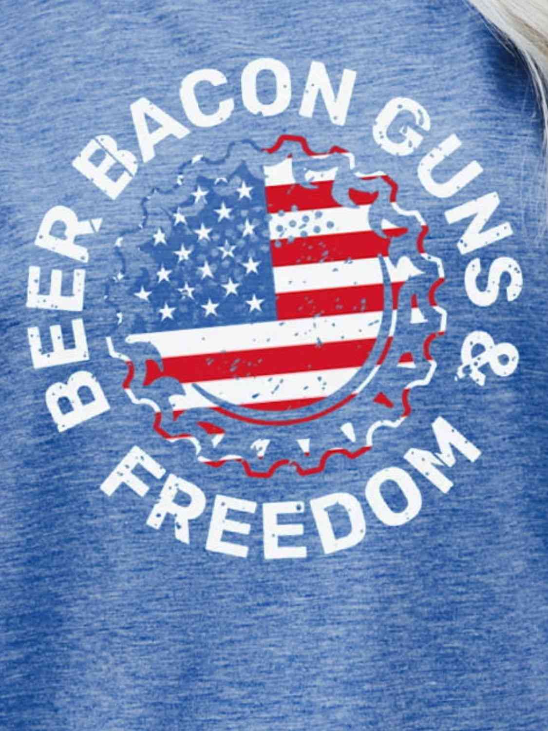 BEER BACON GUNS & FREEDOM US Flag Graphic Tee Women's T-Shirts - Tophatter Daily Deals