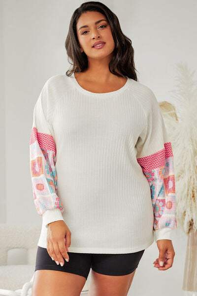 Plus Size Flower Pattern Round Neck Long Sleeve T-Shirt Women's T-Shirts - Tophatter Daily Deals