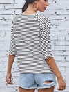 Striped Round Neck Raglan Sleeve T-Shirt Women's T-Shirts - Tophatter Daily Deals