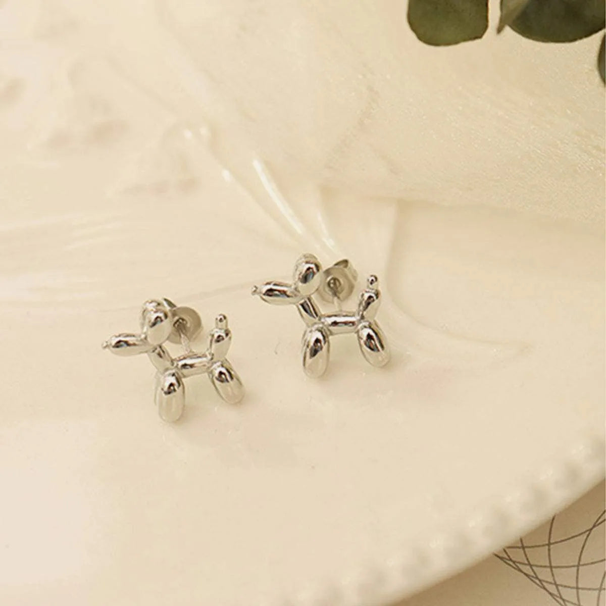 18K Gold-Plated Titanium Steel Puppy Shape Stud Earrings Earrings - Tophatter Daily Deals