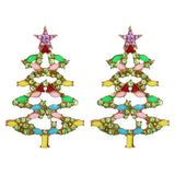 Christmas Tree Rhinestone Alloy Earrings Gum Leaf One Size Earrings - Tophatter Daily Deals
