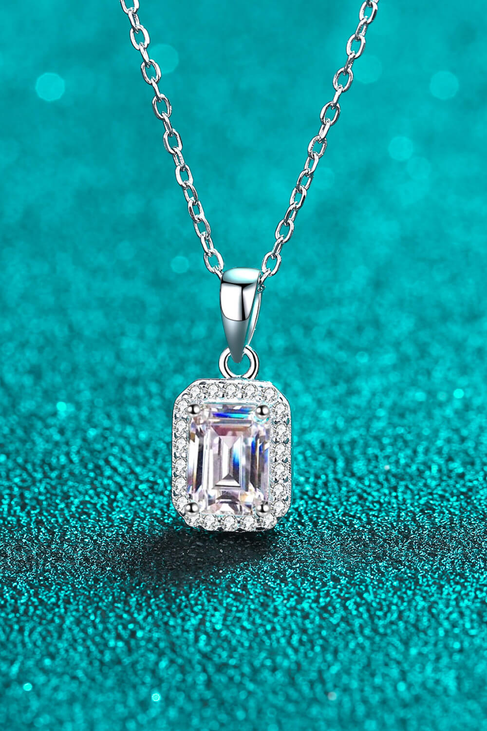 Square Moissanite Pendant Chain Necklace Moissanite - Tophatter Daily Deals