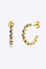 Inlaid Zircon C-Hoop Earrings Multicolor One Size Earrings - Tophatter Daily Deals