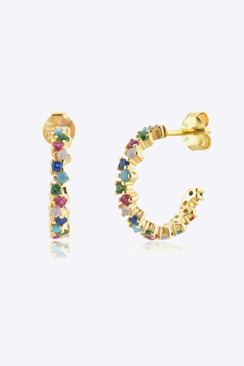 Inlaid Zircon C-Hoop Earrings Multicolor One Size Earrings - Tophatter Daily Deals