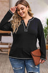 Plus Size Notched Neck Long Sleeve T-Shirt Women's T-Shirts - Tophatter Daily Deals