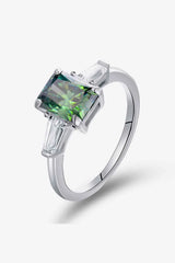 2 Carat Moissanite 925 Sterling Silver Ring Mid Green Moissanite - Tophatter Daily Deals