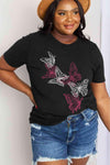 Simply Love Simply Love Full Size Butterfly Graphic Cotton Tee Black Women's T-Shirts - Tophatter Daily Deals