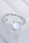 Inlaid Moonstone Heart Adjustable Open Ring Moonstone - Tophatter Daily Deals