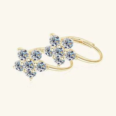 1.2 Carat 925 Sterling Silver Moissanite Flower Huggie Earrings Moissanite - Tophatter Daily Deals