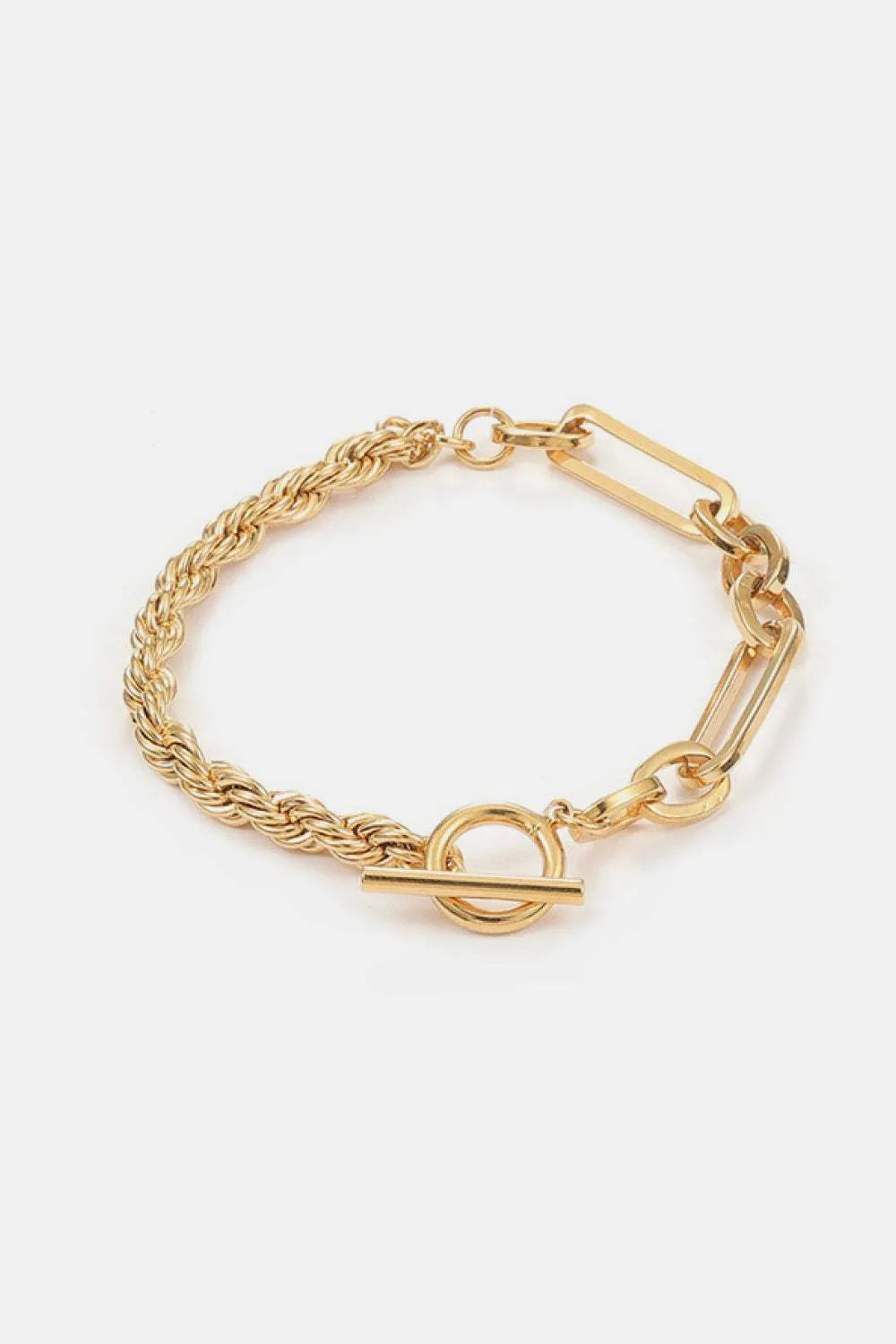 Toggle Clasp Twisted Chain Bracelet Gold One Size Bracelets - Tophatter Daily Deals