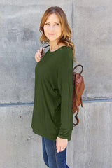 Basic Bae Full Size Round Neck Dropped Shoulder T-Shirt Women's T-Shirts - Tophatter Daily Deals