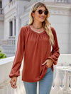 V-Neck Long Sleeve Blouse Caramel Blouses - Tophatter Daily Deals