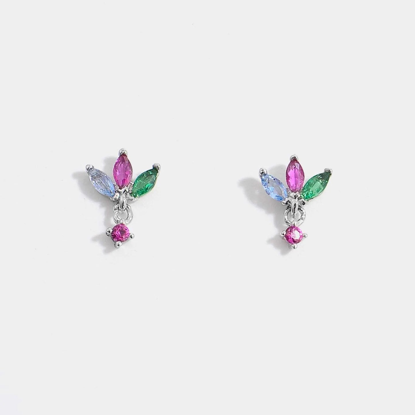 Inlaid Zircon 925 Sterling Silver Geometric Stud Earrings Earrings - Tophatter Daily Deals