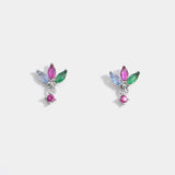 Inlaid Zircon 925 Sterling Silver Geometric Stud Earrings Earrings - Tophatter Daily Deals